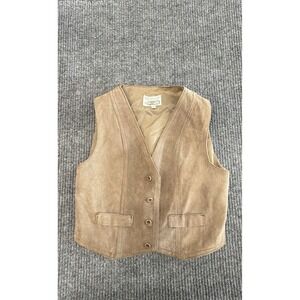 Bazaar Vintage Sears‎ Jr Suede Leather Vest Tan Brown Western Cowboy Size S